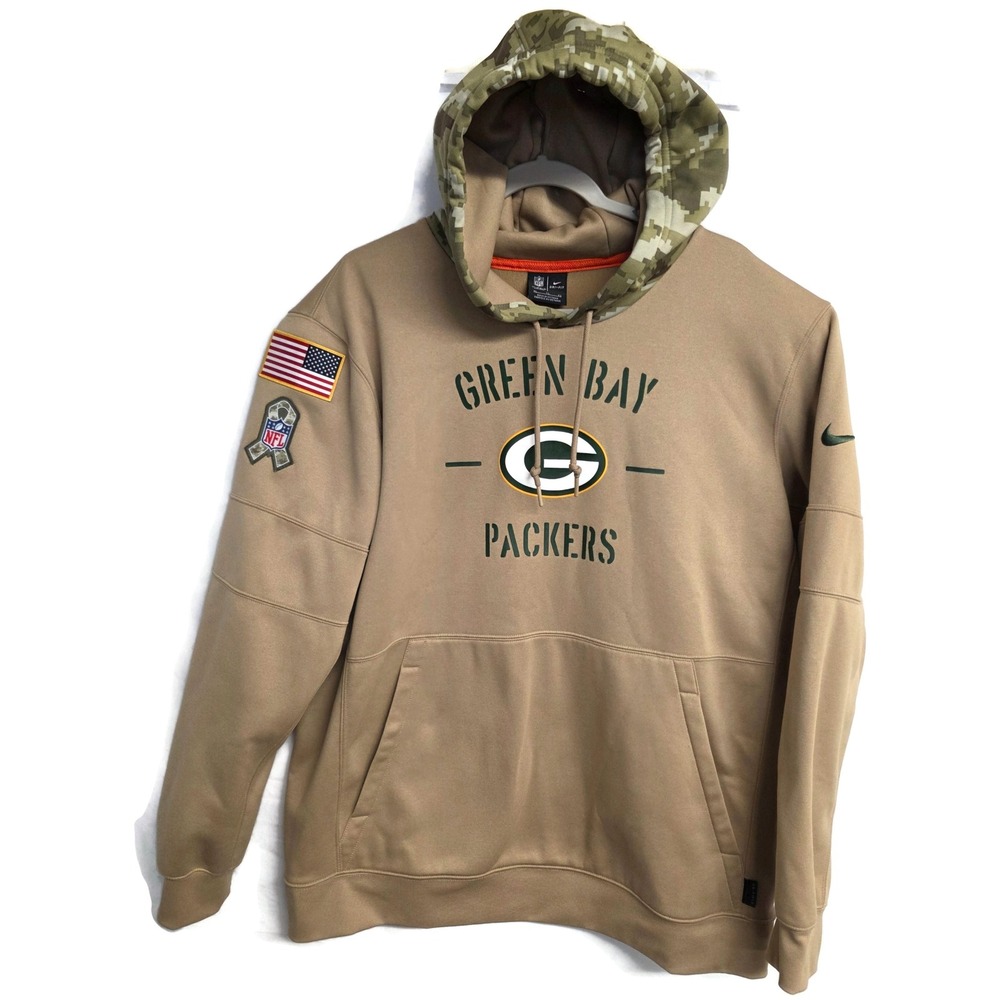 Nike Green Bay Packers Salute to Service Hoodie Tan Camo AT6731-297 Mens XL